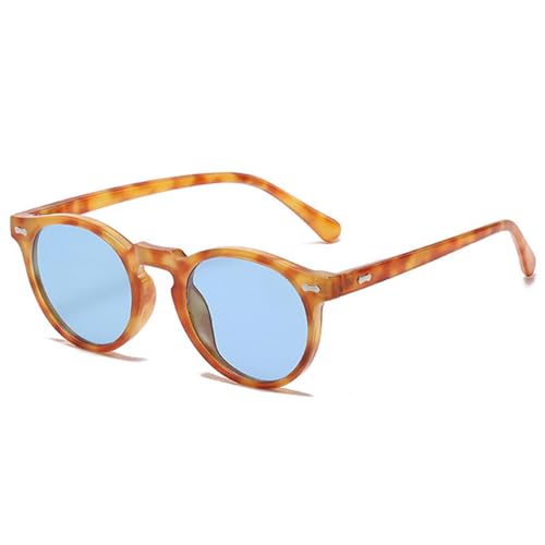 Lunettes de soleil rondes rétro à rivets pour femmes et hommes