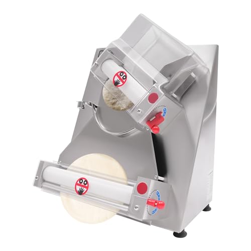 4-12in Pizza Dough Roller Sheeter, Dual Roller 370W Automatic Commercial Electric Pizza Pasta Press Making Rolling Machine, Adjustable Thickness 0.03-0.21in
