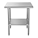 Kratos Commercial Worktable, All-Stainless Steel Kitchen Prep Table with Undershelf, 30