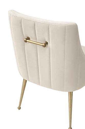 Mexiya Irina Dining Chair Beige Easy Clean Velvet Upholstered Side Chair With Brushed Gold Leg #TOP5