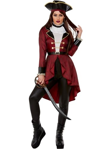 Panoplie pirate Halloween bordeaux veste de luxe et accessoires