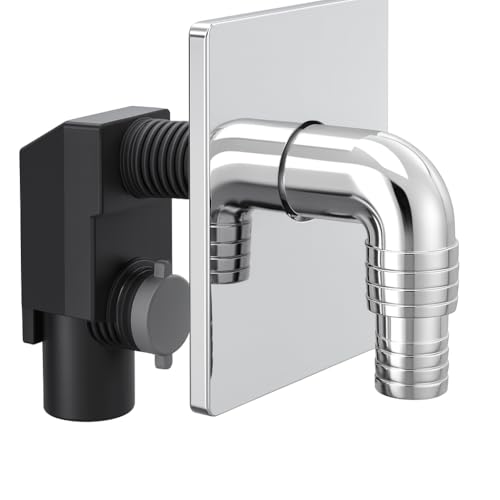 Sifone da Incasso per Lavatrice Ø40 con Placca Bianca - Placca Cromata – Scarico a Parete Compatto e Resistente – Installazione Facile – LEMAG SRL (Cromato)