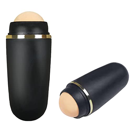 NGUP Oil Control On The Go Oil-Absorbing Volcanic Face Roller Oil Absorbing Control Roller Facial Oil Control Blotting Tool Volcanic Stone Face Roller (Black)