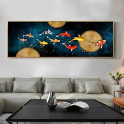 Feng Shui étang de lotus sur toile pour harmoniser votre intérieur affiche carpes koï