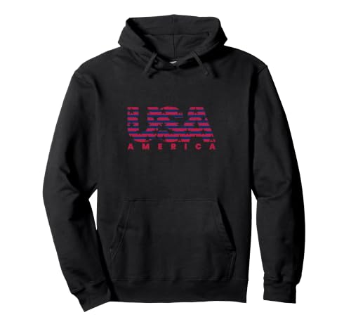 Image of USA America Stars & Stripes Patriotic Flag Logo Pullover Hoodie