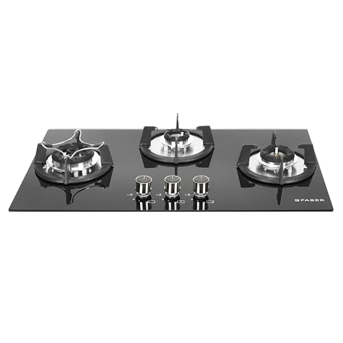 Image of Faber Hob 76 cm 3 Burner|Auto-Ignition|Spillage Proof|Brass Burners|Metal Knobs|Pan Support|2yrs on Burner,5 Yrs Warranty on Valve & Glass|2Yrs Comprehensive warranty|HOB SUPERIA HT763 BR AI IN