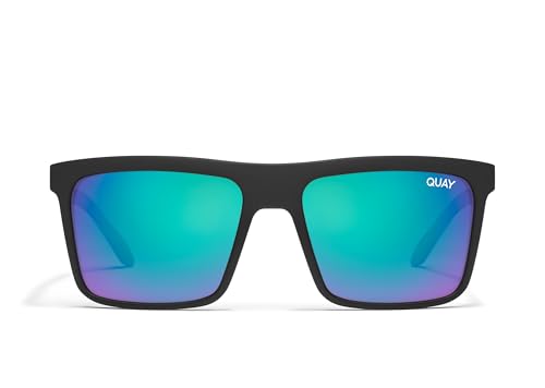 Quay - Mens Sunglasses, Polarized Square Lenses with UV Protection, Oversized Sunglasses (Let It Run, Matte Black)