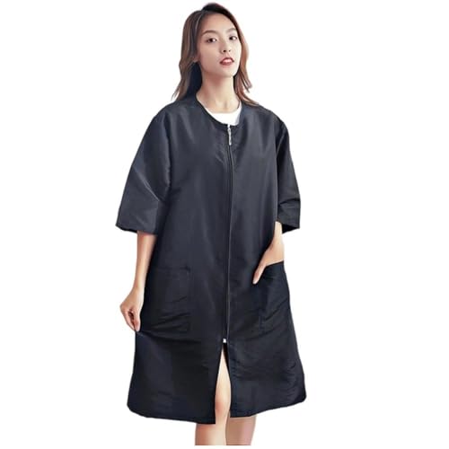 Pet Grooming Workwear with Full Zipper, Anti-Static Dog Bathing Work Clothes Hairdresser Uniform with Pockets, Lightweight Pet Groomer Cosmetologist Smock for Women Men