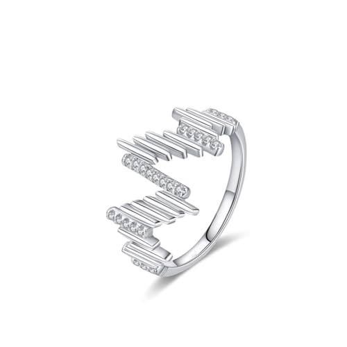 Anillo de oro blanco de 14 quilates, anillo para mujer, estilo vintage, irregular de plata con corte redondo, diamante de laboratorio, talla 58 (18,5)