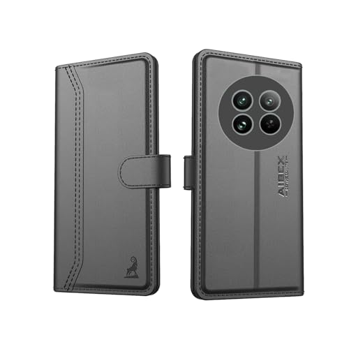 Image of AIBEX Compatible for Poco M7 5G / Redmi 14C 5G / Redmi A4 5G / Poco C75 5G Flip Cover Leather Finish | Inside TPU with Card Pockets | Wallet Stand | Complete Protection Flip Case -Black