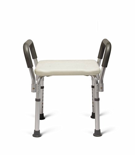 Medline Bath Bench Shower Seat with Padded Armrests, Great for Bathtubs, Supports up