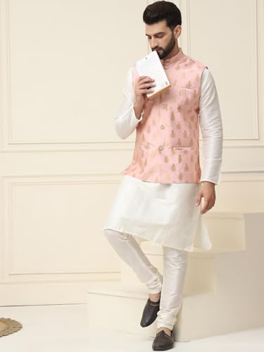 Image of SOJANYA (Since 1958 Men's Silk Blend Kurta Pyjama With Nehrujacket Set