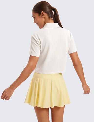 CRZ YOGA Golf Crop Polo Shirts for Women 3 Button Collared Quick Dry Tennis T-Shirt Short Sleeve Workout Athletic Tops2