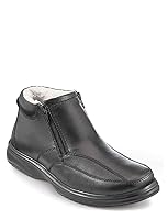Pegasus Men's Extra Wide H Fit Leather Sherpa Lined Twin Zip Boots, Warm Fleece Winter Ankle Boots, Easy Fastening Comfort Walking Shoe, Cushioned Casual Outdoor Footwear Black 9 UK
