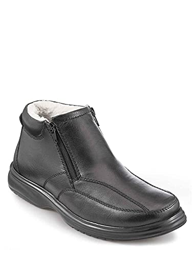 Pegasus Men's Leather Extra Wide Fit Sherpa Lined Zip Boots Black 7 UK