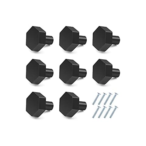 Ruiao 8 pcs 25mm Cabinet Knobs,Solid Aluminum Alloy Cupboard Knobs,Drawer Knobs with Screws for Kitchen Bedroom Furniture (Black) Cover
