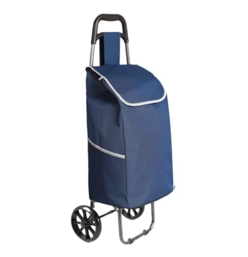 Zusammenklappbarer Einkaufswagen, Einkaufswagen, zusammenklappbarer, Ziehwagen, tragbar, for Einkaufsgepäck, Büro, Kunst(Blue)