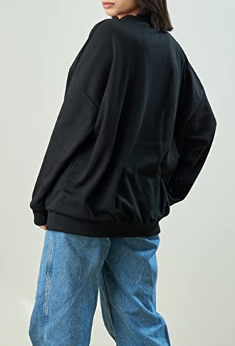 Majeclo Women's Oversized Sweatshirt Los Angeles California Crewneck Long Sleeve Lightweight Casual Loose Pullover Tops (X-Large, Black) #TOP3