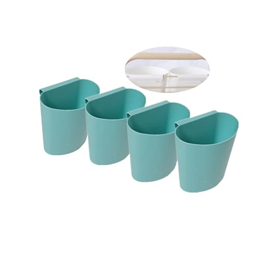 Rikyo 4Pcs Hanging Cup Holder,Rolling Cart Accessories,Plant Containers,Hanging Flower Pots,Space Saver,Storage Bucket,Pencil Holder,Make Up Pencil Holder Office,Kitchen Wall Organizer Decor (Blue)