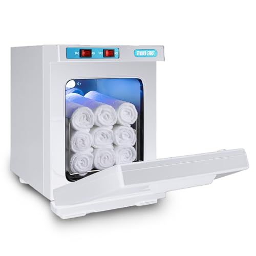 176°F 5L Calentador de toallas caliente Cuero, esterilizador UV calentador de toallas, armario de toallas calientes, para salón de peluquería baño belleza oficina en casa gimnasio (A-Blanco)