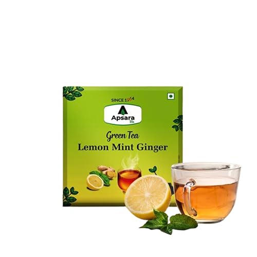 APSARA Lemon Mint Ginger Green Tea | Organic For Immunity Boosting, Herbal Tea, All Natural Flavour, Zero Calories - Improves Metabolism & Reduces Waist 100 Bags