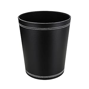 KINGFOM™ Klassisch Leder Papierkorb für Büro/Badezimmer/küche/Schlafzimmer (Schwarz)