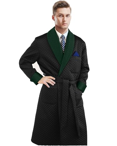 Men's Long Quilted Smoking Robe Vintage Smoking Jacket
