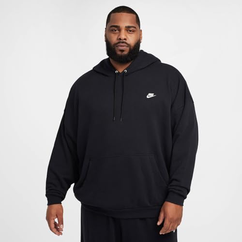 Nike Club Fleece Men's Oversized French Terry Pullover Hoodie (HJ1816-010, Black/Black/White)2