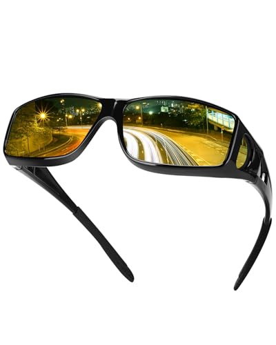 Image of Night Driving Glasses for Men Women Fit Over Sunglasses Anti Glare Polarized HD Night Vision Glasses