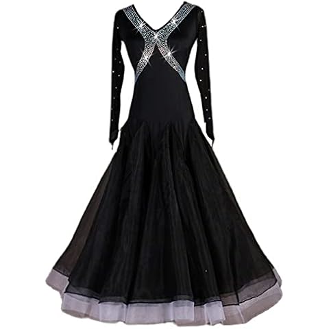 LIUHUO Dancing, Ballroom Dancing, Swinging Dress, Waltz Competition Costumes, New Long Sleeves, Black, Small Cover