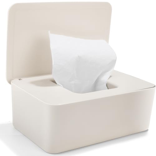 Feuchttücher Box, Box für Feuchttücher mit Deckel, Box für Feuchtes Toilettenpapier, Baby Feuchttücher Box Beige, Feuchtes Toilettenpapier Box, Feuchtpapierbox für Draussen, Zuhause und Büro