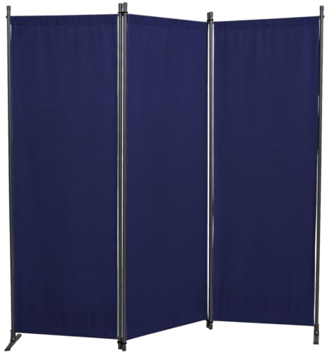ANGERER Paravent 3-TLG., Sicht- & Sonnenschutz, Raumtrenner, Innen & Outdoor Büro Balkon/Terrasse, Schlafzimmer, Garten, Made in Germany, abwischbare Bezüge, PE blau