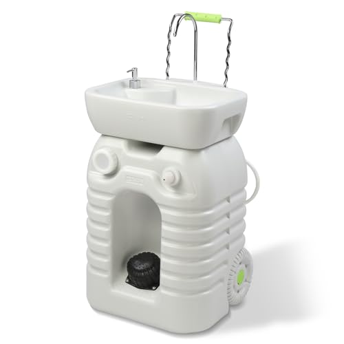 VINGLI 45L Upgraded Portable Sink| Rolling Hand Wash Basin Stand with Towel Holder & Soap Dispenser & Wheels, Perfect for Garden/Camping/Outdoor Events/Gatherings/Worksite/RV/Indoor