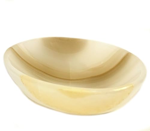Hqrp-Crystal Hc Set: 5.5 Inch 400G Banded Silver White Onyx Bowl Sparkling Natural Mineral Polished Striped Crystal Stone Cup cover