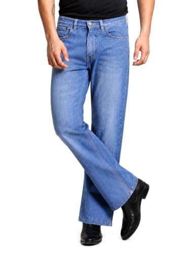 Image of Men's Bootcut Denim Pants || Men's Bell Bottom Jeans || Wide Leg Flared Jean's for Men || High Waist Stretchable Retro Fit || Cotton Jean for College Casual