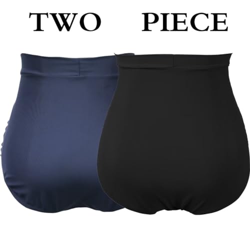 Image of COCOPEAR Women's Ruched High Waisted Bikini Bottom Retro Vintage Swim Short Tankinis