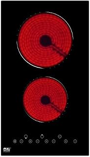 NJ-C30 Electric Hob 2 Ring Ceramic Hot Plate Domino Cooker Built-in 30cm Cooktop Black Glass Touch Controls 3000W