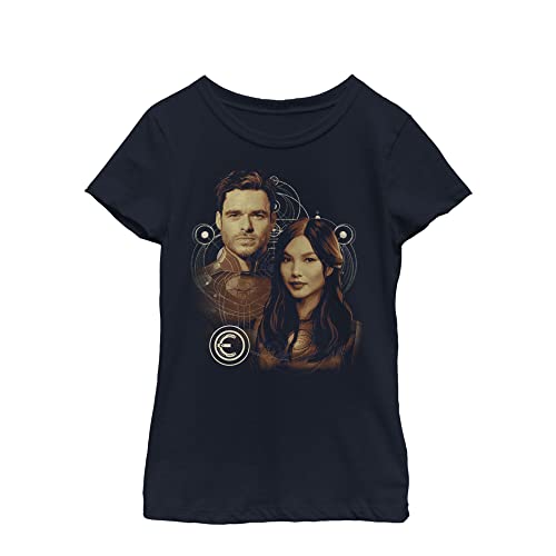 T-shirt Marvel Sersi and Ikaris pour filles couleur bleu marine en coton