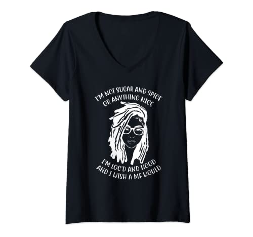 T-shirt I'm Not Sugar And Spice Or Anything Nice I'm Loc'd per la regina nera, melanina, patrimonio nero. Regalo di Capodanno, regalo perfetto per compleanno, Natale, Capodanno, Capodanno, regalo, riunione di famiglia, festa della mamma, abbinamento familiare, Natale