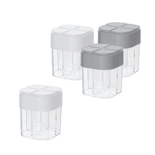 Niaciswe 4 en 1 Ajustables Frasco de Especias 4 Piezas 4 en 1 Tarros de Especias Gris Frasco Especias Recipientes de Viaje para Especias Recipiente para Especias de Camping para Especias, Hierbas, Sal