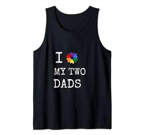Vintage Retro I Love My Two Dads Gay LGBTQ+Pride Month Camiseta sin Mangas