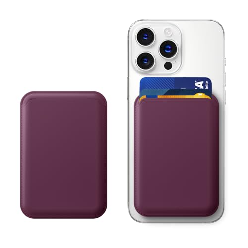 Image of KPNEOL Magnetic Wallet for iPhone, Leather Magnetic Phone Wallet Mag, 3 Card Holder for iPhone 16 /15 /14 /13 /12 Series, Cherry