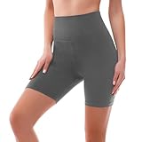 SINOPHANT High Waisted Women Biker Shorts - 6” Buttery Soft Elastic Tummy Control Shorts for Gym, Yoga, Workout(L-XL,Gray)