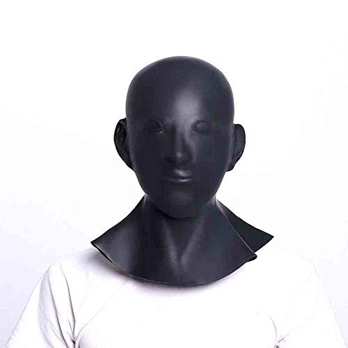 Sorprende en el escenario con esta impresionante capucha de látex negra de cobertura total