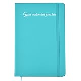 ARPAN Personalised Custom Text A4 Notebook Hardback Cover & Ribbon Marker with Elastic Closure Diary, 80gsm Paper, 136 sheets Perfect for Office, Home, School, Business (Blue)