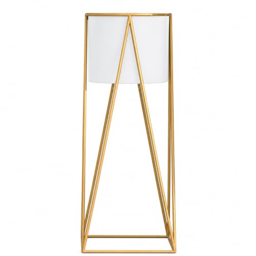 Image of LIBAN Modern, Stylish Metal Planter with Stand for Indoor & Outdoor Plants | Tall Plant Pot for Living Room, Balcony, Garden | Decorative Floor Flower Pot (Set of 1) (White)