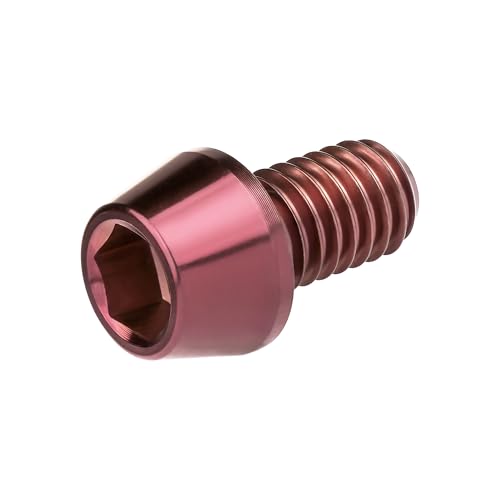 Image of Titanium Ti DIN912 M4 8 10 12 15 20mm Tapered Head Hex Bolts Bicycle Screws Pack of 6 (Burgundy, M4x8mm)