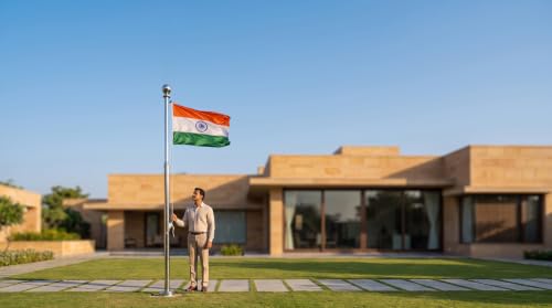 Image of The Flag Corporation Indian National Outdoor Flag Of 2Ft X 3Ft In Knitted Polyester Hulk Knit, Multicolour