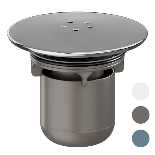 HNNHOME Shower Drain Cover Replacement, Chrome Shower Trap Cover, Removable Top Fitting Cap Parts, 90mm/115mm Shower Plughole Cover, Fast Flow Shower Tray Waste (Warm Grey)