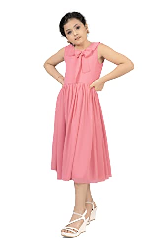 Image of Fashion Dream Girl's Calf Length Pleated Dresses (Pink 13-14 Year)